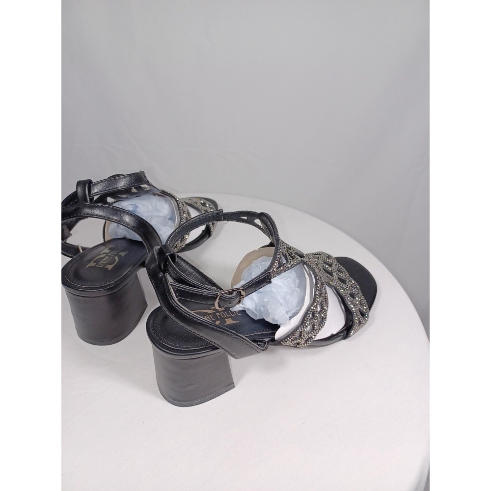 Divine Follie Shoes Womens Size 39 Chunky Heel Sandals Strass Rhinestone - Picture 5 of 10